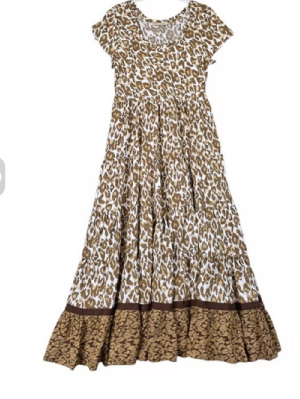 Soft‎ Surroundings Kara Tiered Maxi Dress Brown Leopard  Print Size Medium - Picture 9 of 16